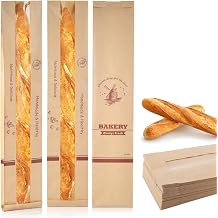 Baguette Bags with Window 50 Pack Paper Bread Toast Loaf Packing Bags with Stickers for Homemade Bread