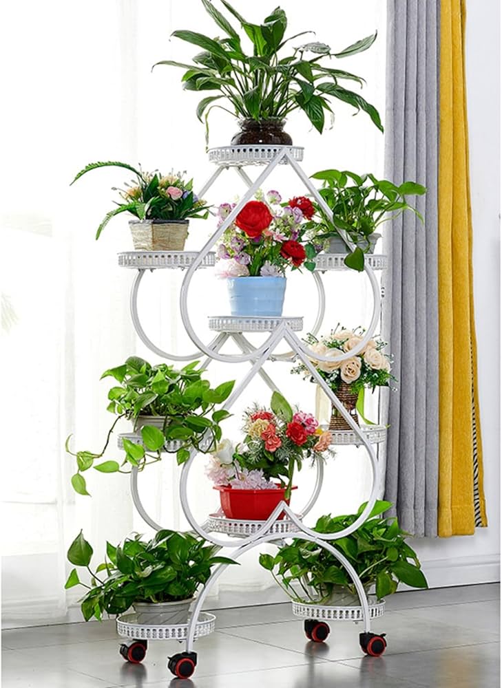 鉄芸ハート形花棚移動輪置物棚着地多層ベランダ植木鉢 鉄芸ハート形花棚移動輪置物棚着地多層ベランダ植木鉢