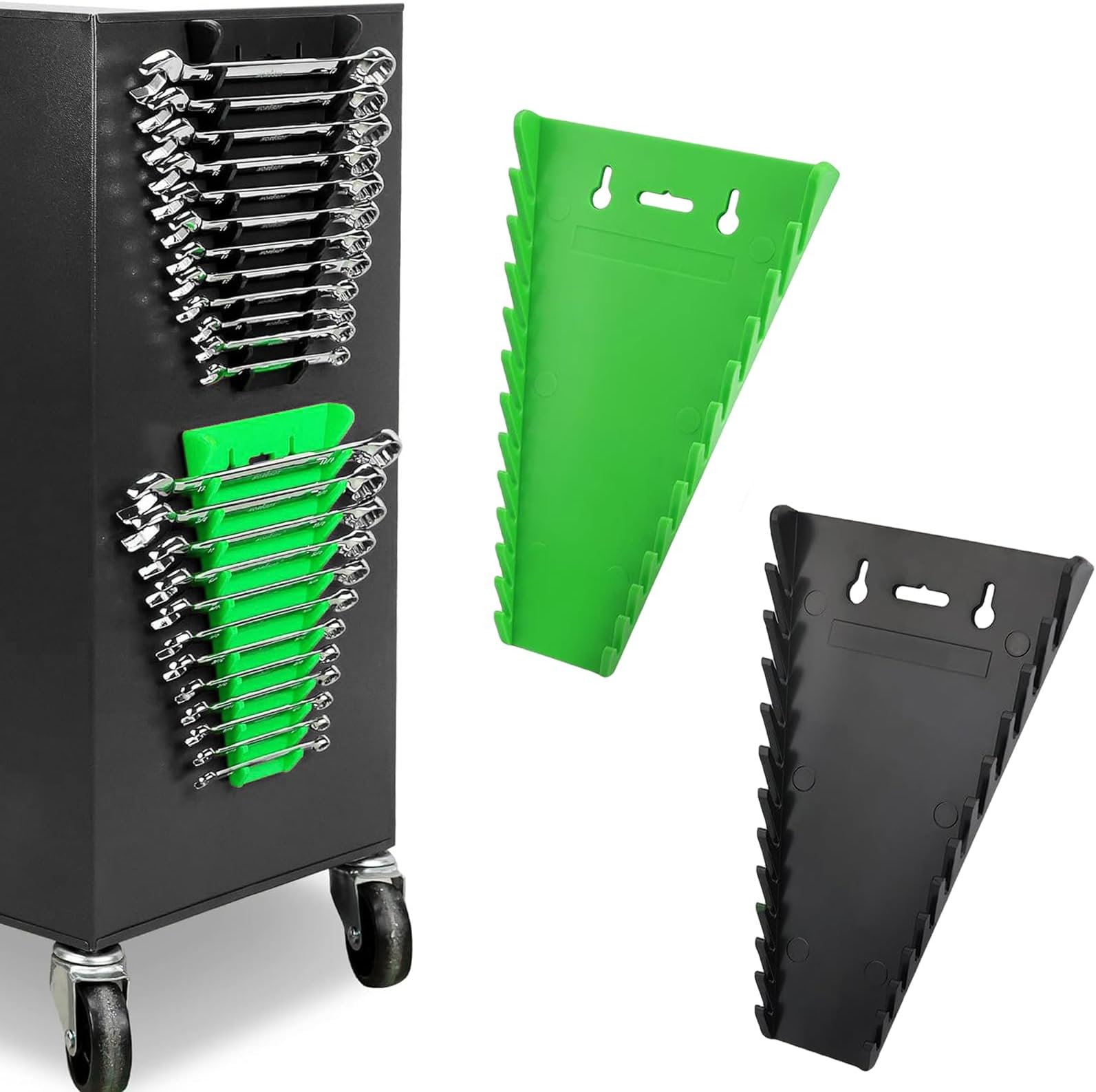 Magnetic Wrench Rack: 2-Piece Holder with 12 Slots, Magnetic Wrench Organizer, Portable Storage Rack for 12 Spanners