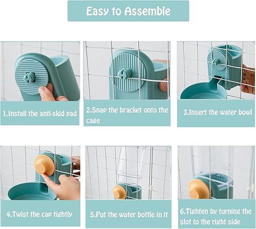 Miniatura 6 de Dispensador automático de alimentos para conejos, alimentador automático de conejillos de indias para jaula de 35 onzas, comedero de conejo por