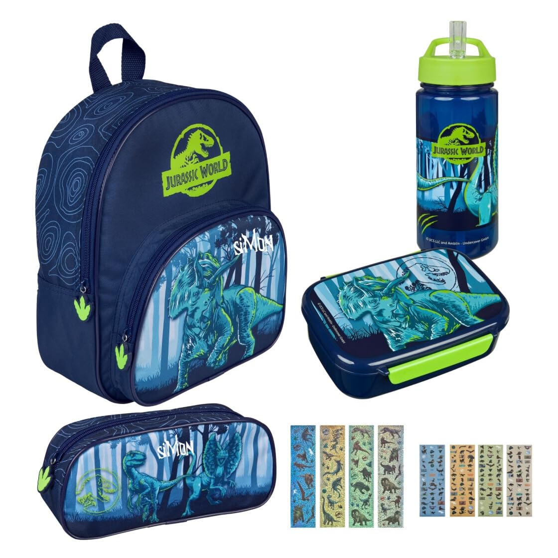 Undercover Zaino asilo dinosauro T-Rex ragazzi – Personalizzato con nome – Zaino per bambini con tasca anteriore – 2 scomparti 25 x 31 x 10 cm