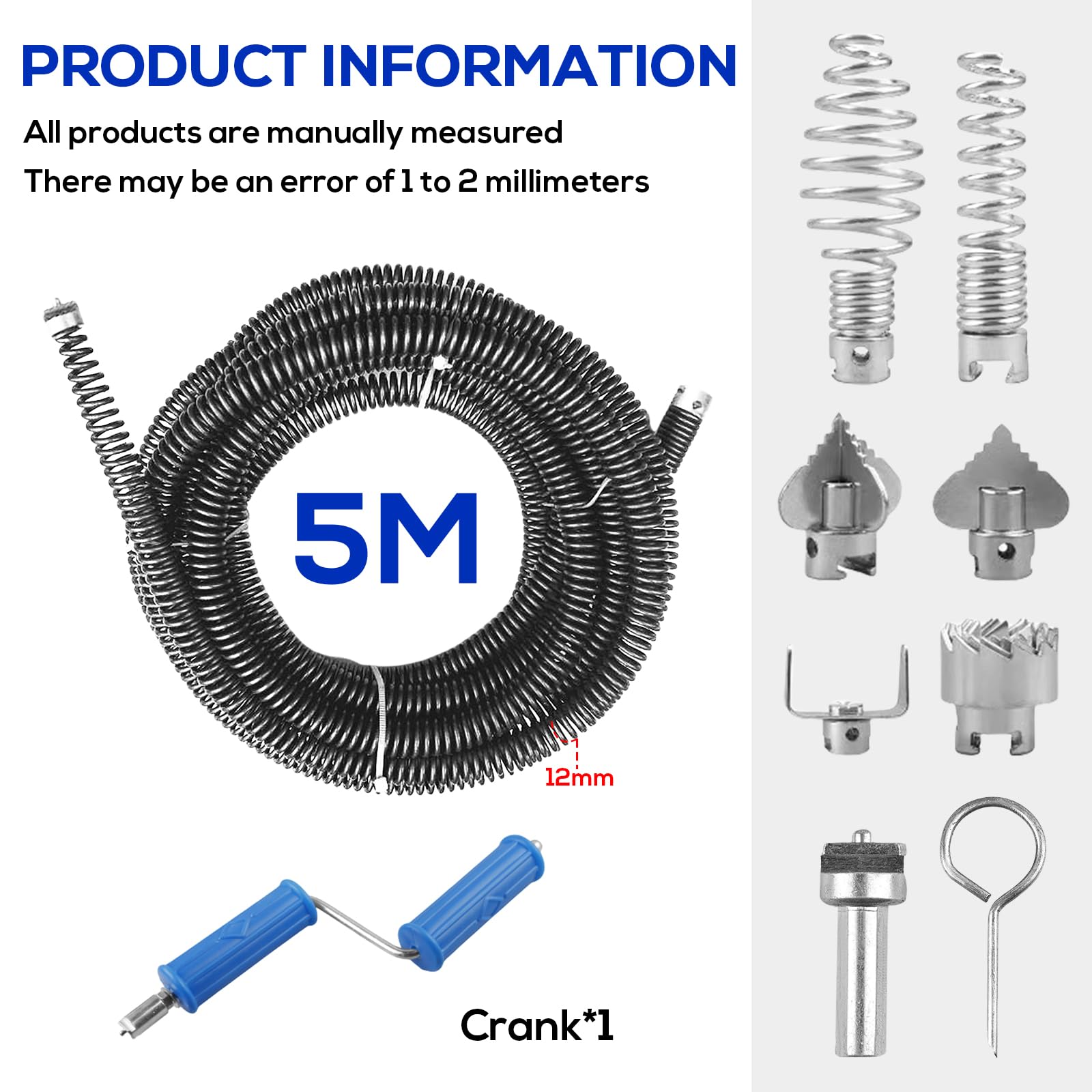 Stura Wc Spirale Pulizia Tubi 10 Metri Con Trapano - Sgorgante Professionale Per Scarichi Spirale 10 Metri