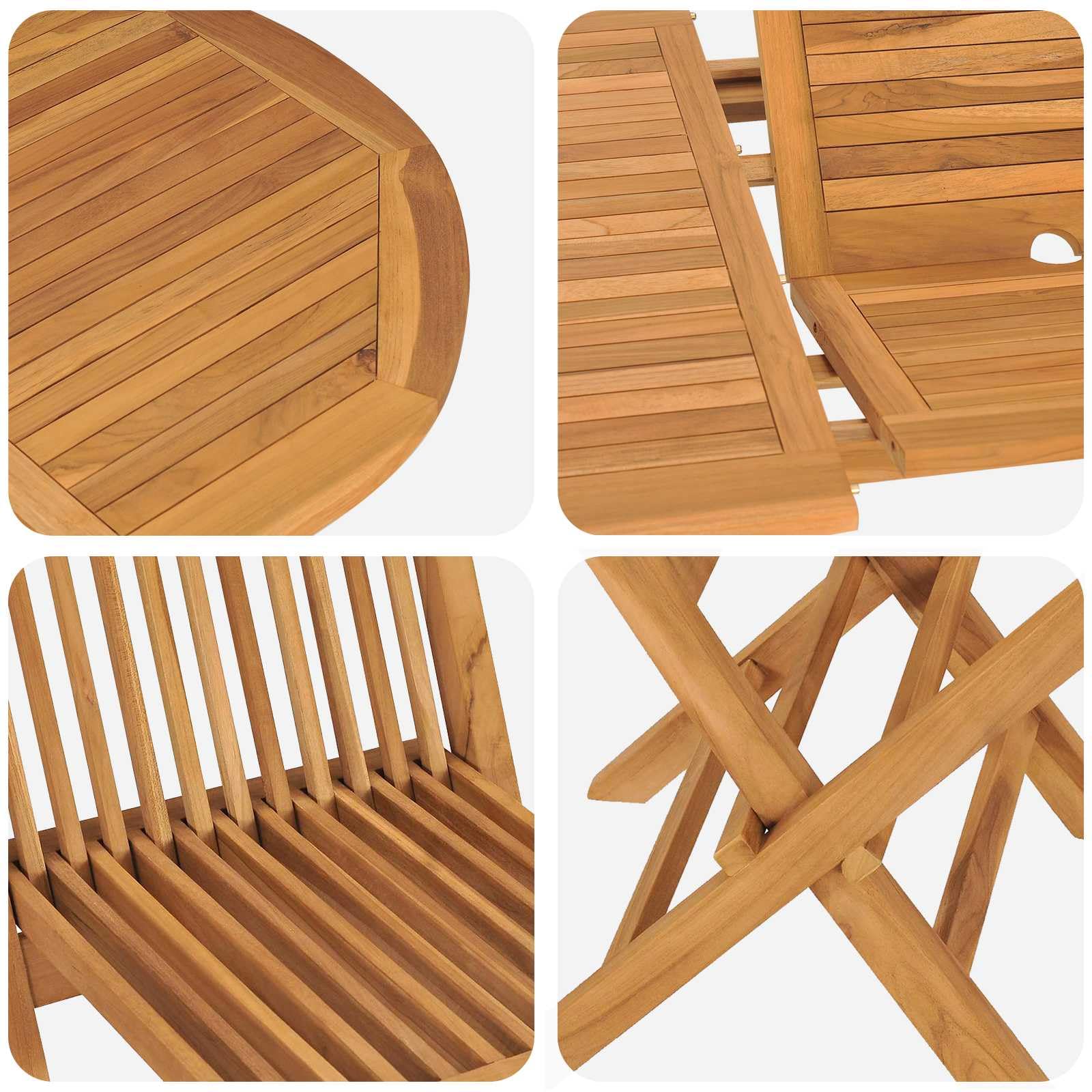 Hothingwell 7-częściowy zestaw do jadalni ogrodowej, brązowy, zestaw ogrodowy z litego drewna tekowego z naturalnym wykończeniem, nowoczesny i minimalistyczny design dla 6 osób, idealny do posiłków