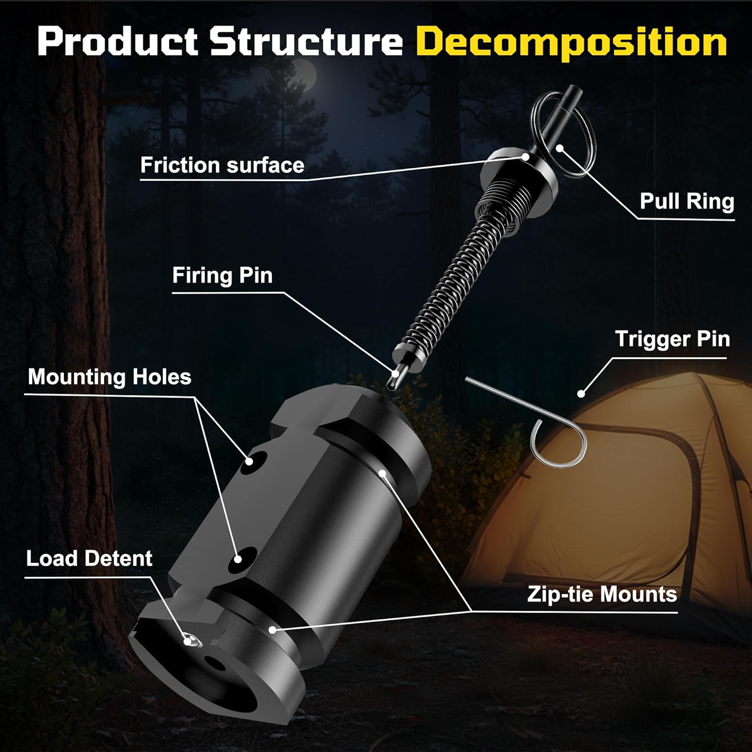 Perimeter Trip Alarm, 12 Gauge Trip Alarm, Camping Trip Wire Alarm Device with Screw and Extension Chains, Early Warning System for Camping and Outdoor Safety/ Bear Deterrent(Suitable Multiple Models)