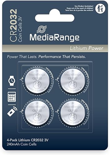 MediaRange Lithium Knopfzellen, CR2032|3V, 4er Pack