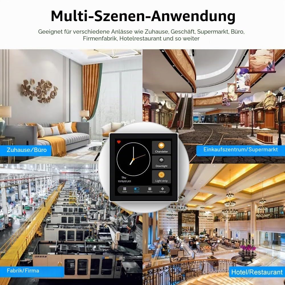 Smart Home WLAN Touch Control Panel Für Tuya, WiFi Smart Schalter Home Control Switch Panel, Home Multiple Smarthome Thermostat Smart Scene Wandschalter Für Zigbee für Lichtschalter,Thermostate usw.