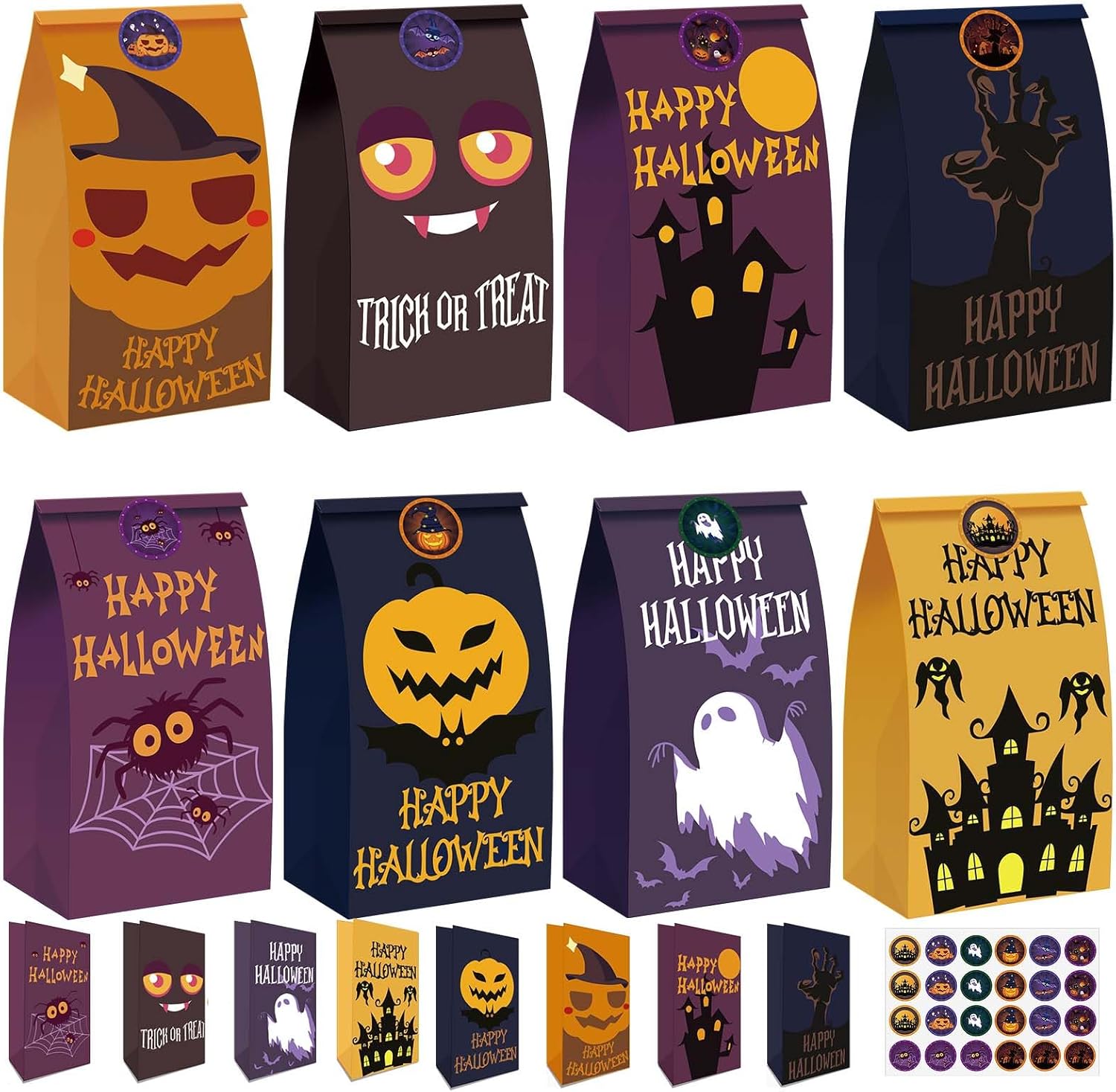 Msorflly Halloween Treat Bags Large,24pcs Halloween Goodie