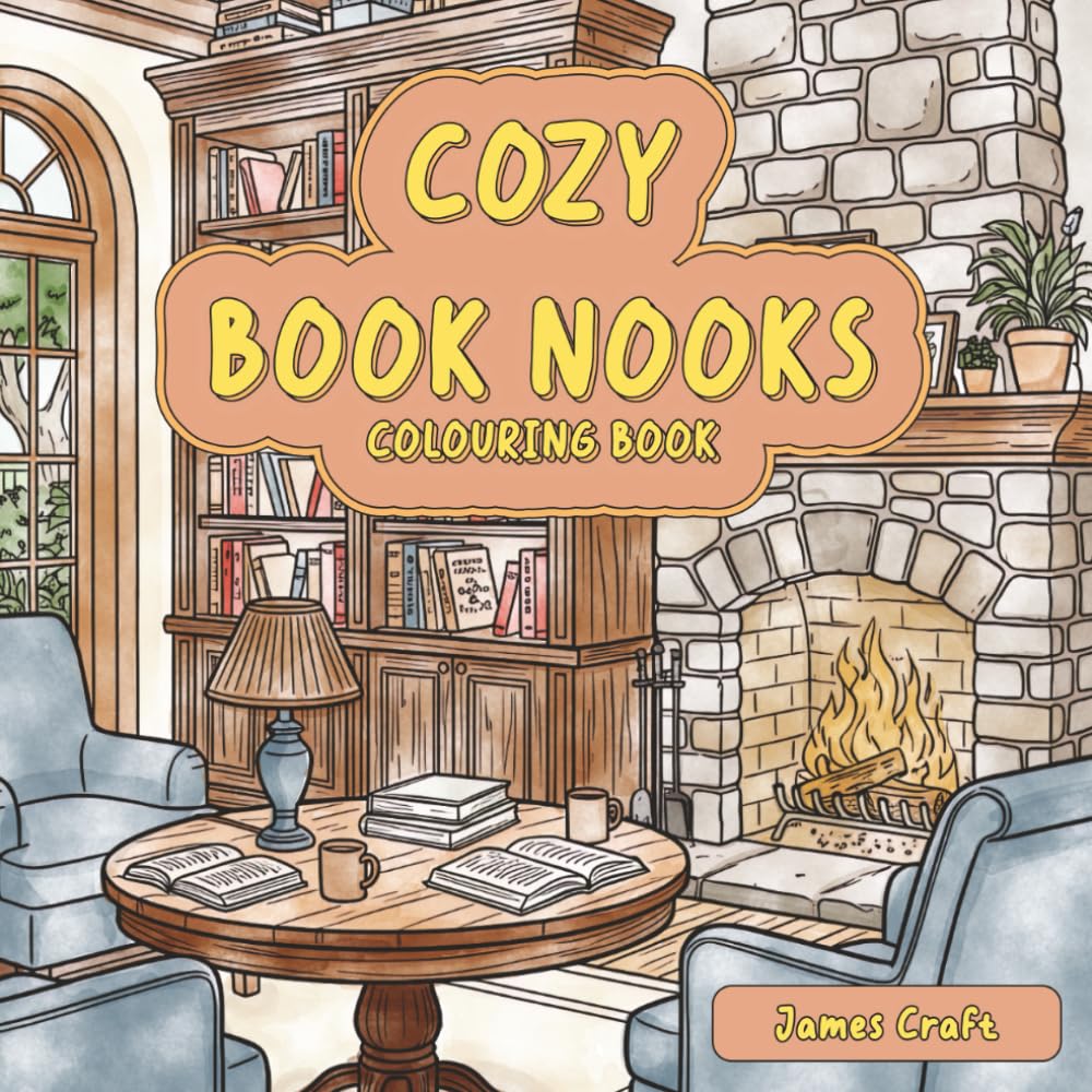Cozy Book Nooks: Colouring Book: Featuring Cozy Libraries, Reading Spaces, and Book-Themed Scenes