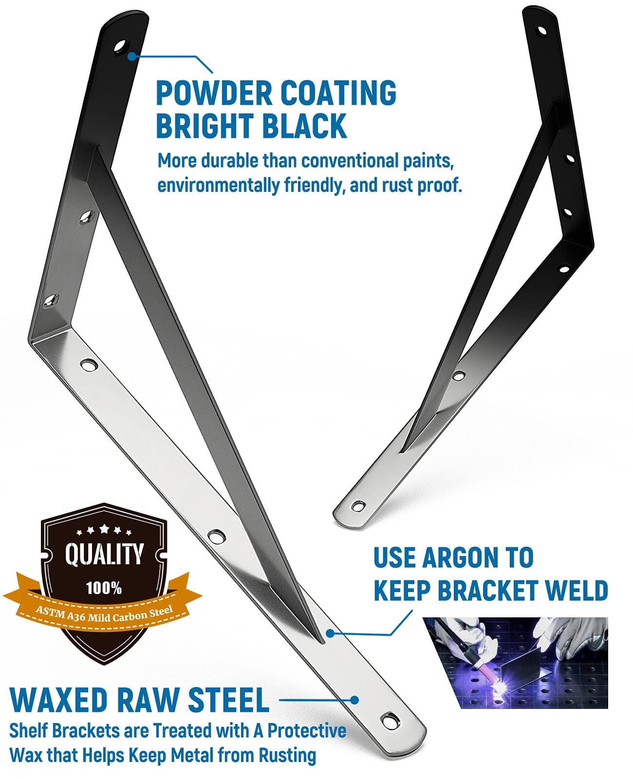 Snapklik.com : 4-Pack 11 Inch Heavy Duty Shelf Brackets, Large Floating ...