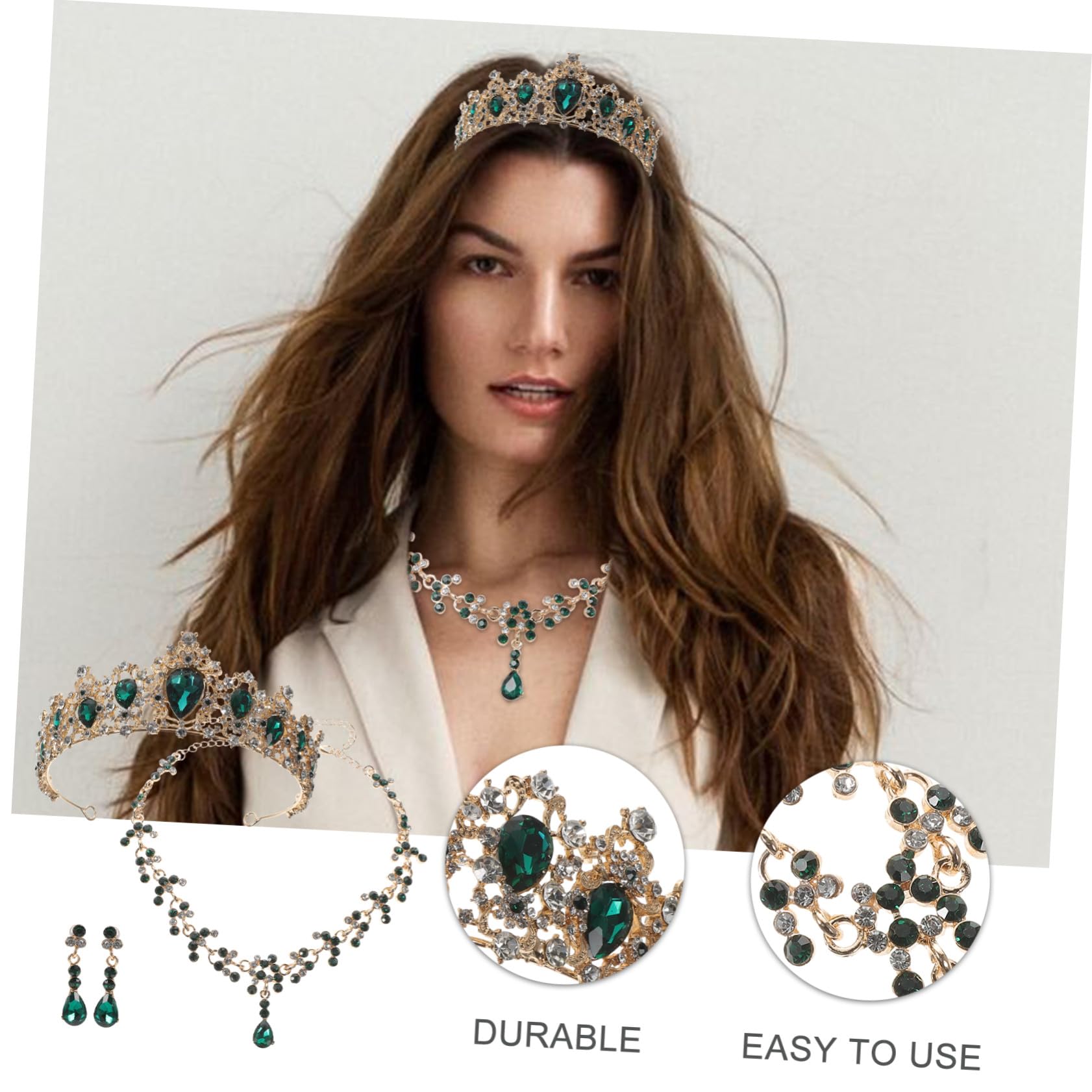 KOMBIUDA Conjunto de Joyería Elegante para Novia con Collar y Pendientes Blancos Accesorios para Vestido de Boda y Fiesta para Mujeres
