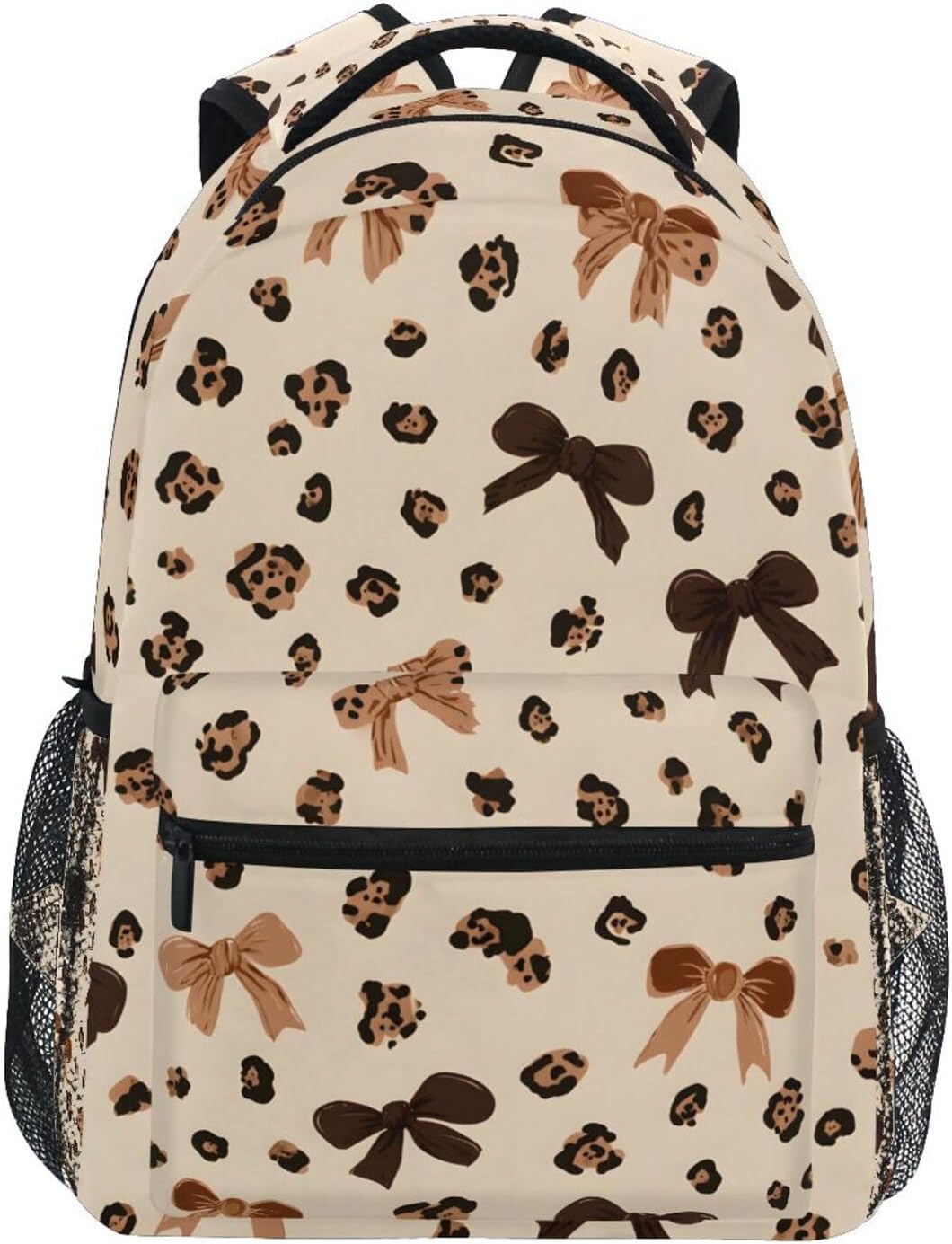ALAZA Leopard Print Cheetah Bow Pattern Backpacks for Girls Boys Elementary School Bag Kids Bookbag Personalized Travel Daypack 3rd 4th 5th Grade Rucksack 16in Laptop Back Pack
