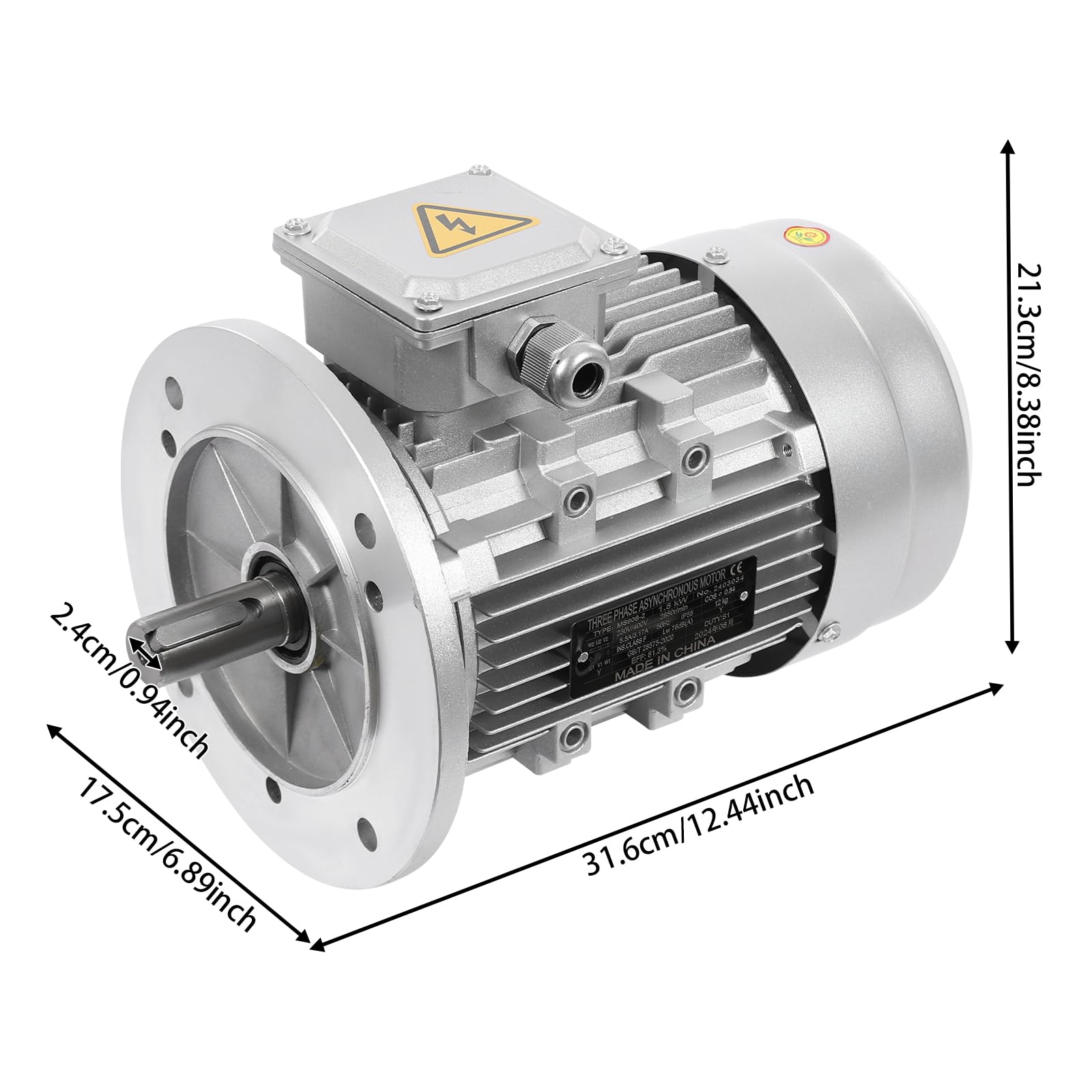 Motore asincrono trifase da 230/400 V, motore elettrico da 1,5 KW,2850 RPM trifase per macchine e attrezzature,meccanico, industriale, minerario, macchine utensili