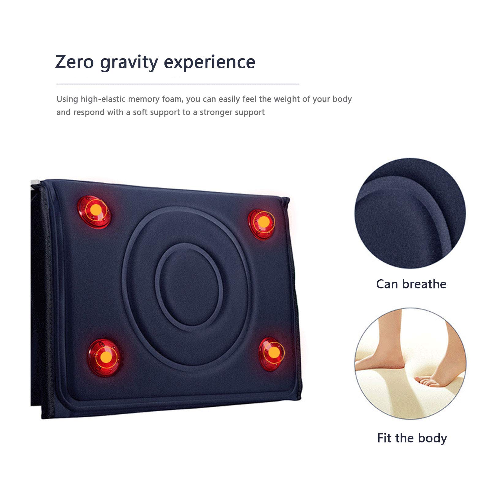 Colchoneta de Masaje, Almohadilla Térmica de Masaje de Cuerpo Completo, Almohadilla de Colchón de Masaje de Calefacción Eléctrica con Vibración Shiatsu, Mejorar el Sueño, Flexible y Plegable