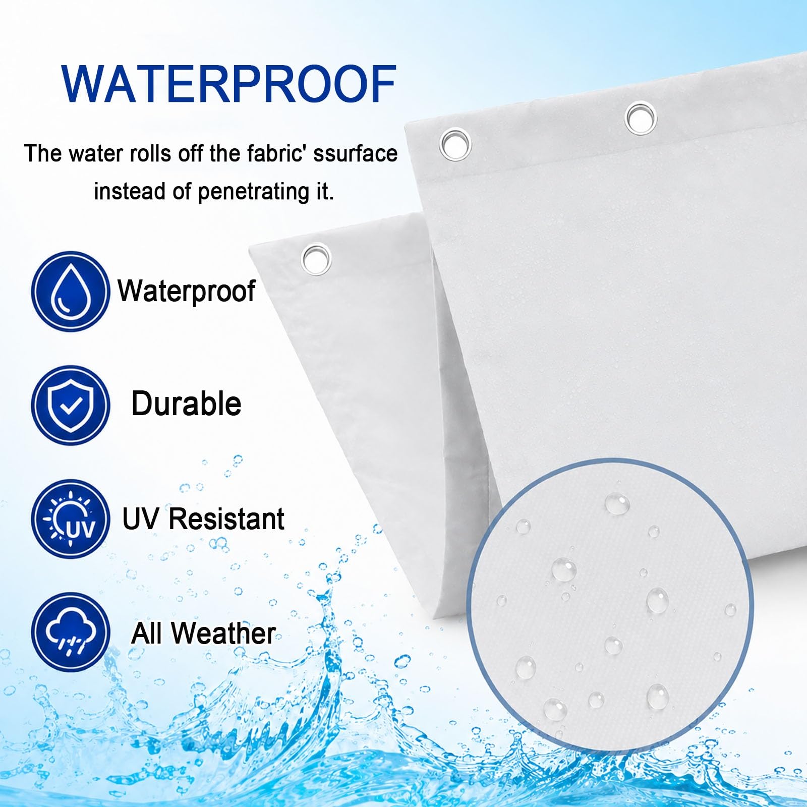 Einziehbare Welle Sonnensegel 250 x 450 cm PES Markisenstoff Sonnenschutz Wasserdicht Stabil Windabweisend Verstellbare Schattenabdeckung für Balkon Terrasse Garten, Weiß
