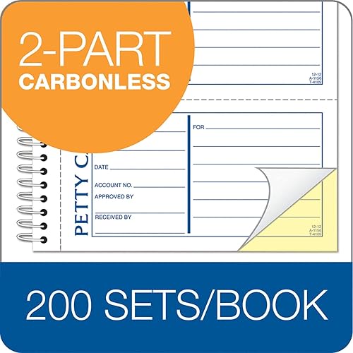 Miniatura 6 de Adams Espiral pequeño libro de efectivo, 2 partes, sin carbono, 4 mensajes por página, 200 juegos por libro (SC1156)