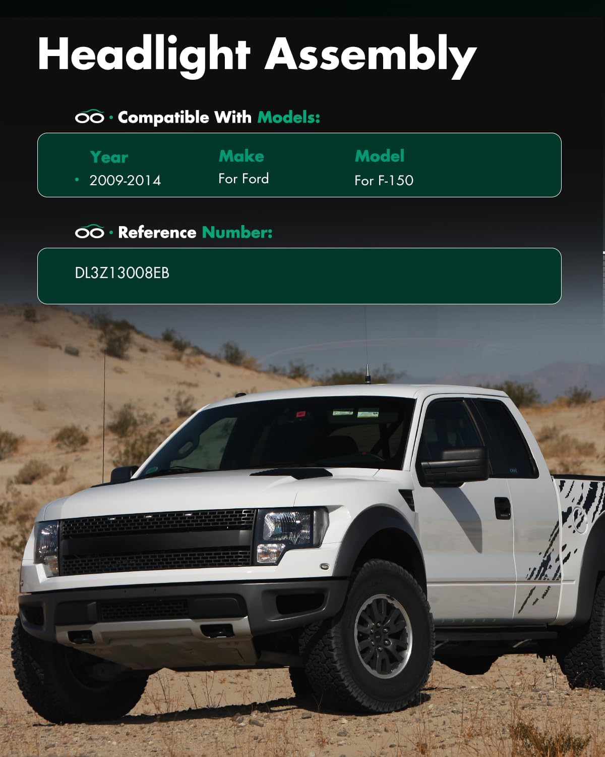 SCITOO Headlights For Ford For Expedition 2007-2014 Headlamps Chrome Housing Amber Reflector Clear Lens Driver and Passenger Side