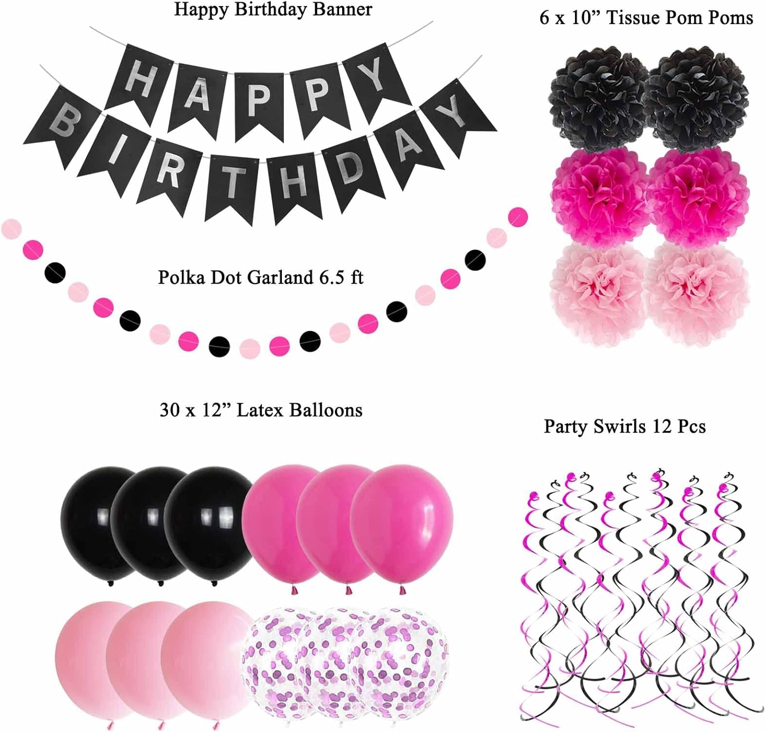 Pancarta De Globos De Feliz Cumpleaños De Oro Rosa | Escrit | Cuotas