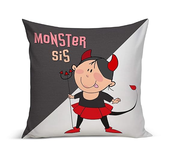 TIED RIBBONS Gifts for Sister Raksha Bandhan Printed Satin Cushion with Cotton Filler (12 Inch X 12 Inch, Multicolor)