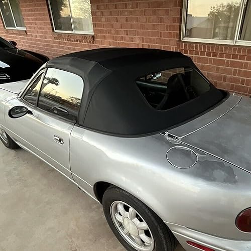 Miniatura 5 de KUAFU Parte superior suave convertible compatible con Mazda Miata 1990-2005 - Parte superior de vinilo con ventana de vidrio calentada, color negro