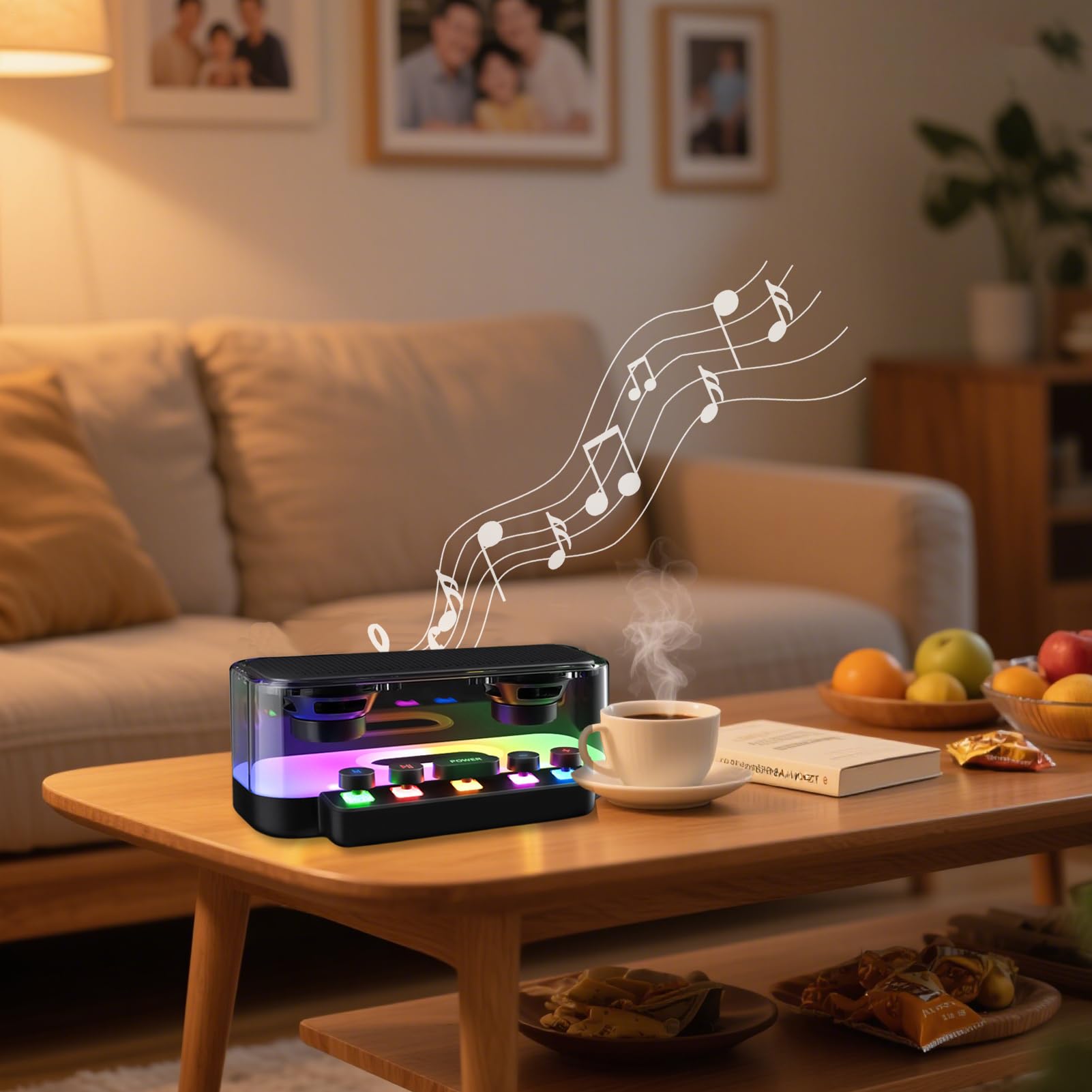 Altoparlante wireless, illuminazione punk RGB, 20 x 11,5 x 8 cm, lettore volume forte, dispositivo musicale meccanico, decorazione per la casa, per uso in cucina, ufficio, audio interno, ABS