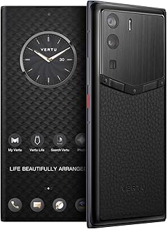 METAVERTU Web 3.0 Calfskin 5G Phone, Unlocked Android Smartphone, Secure Encrypted, Double Systems, 64MP Camera, 144Hz AMOLED Curved Display, Dual SIM, Fast Charge (Full Leather, Black, 18G+1T)