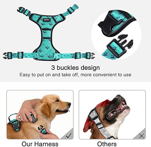 Miniatura 4 de Arnés sin tirones para perros pequeños, medianos y grandes, juego de arnés reflectante y correa para perro, ajustable sin estrangulamiento y clip