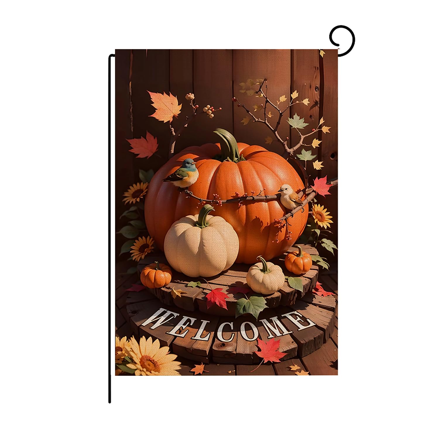 Fall Garden Flag — Autumn Welcome Flag, Double Sided Thanksgiving Pumpkin Garden Flag, Autumn Outdoor Decorations for Home (12 x 18 Inches)