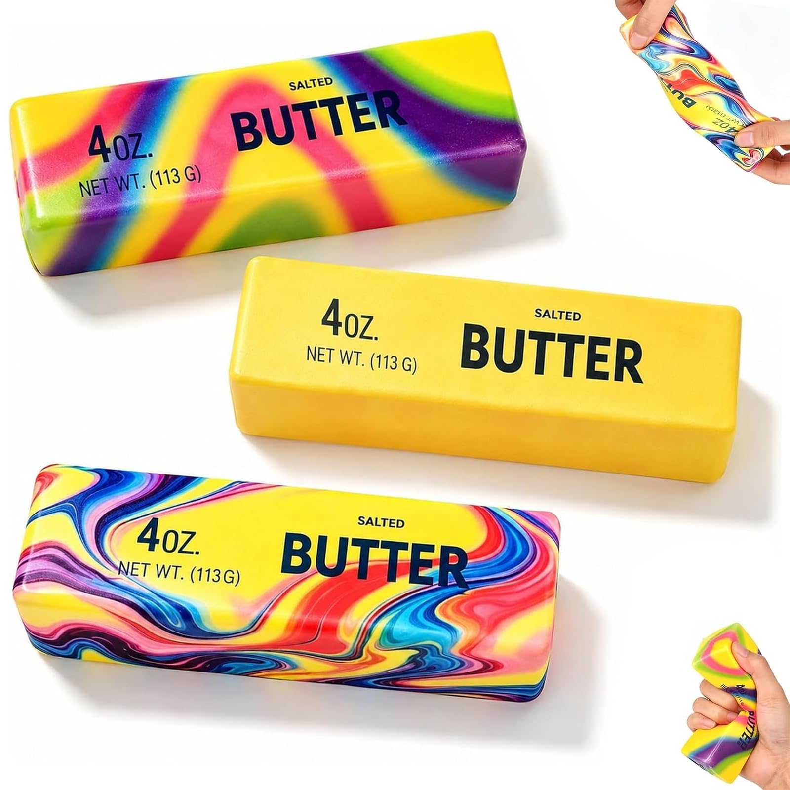 3Pcs Butter Squishy, PU Foam Butter Stick Toys — image 1