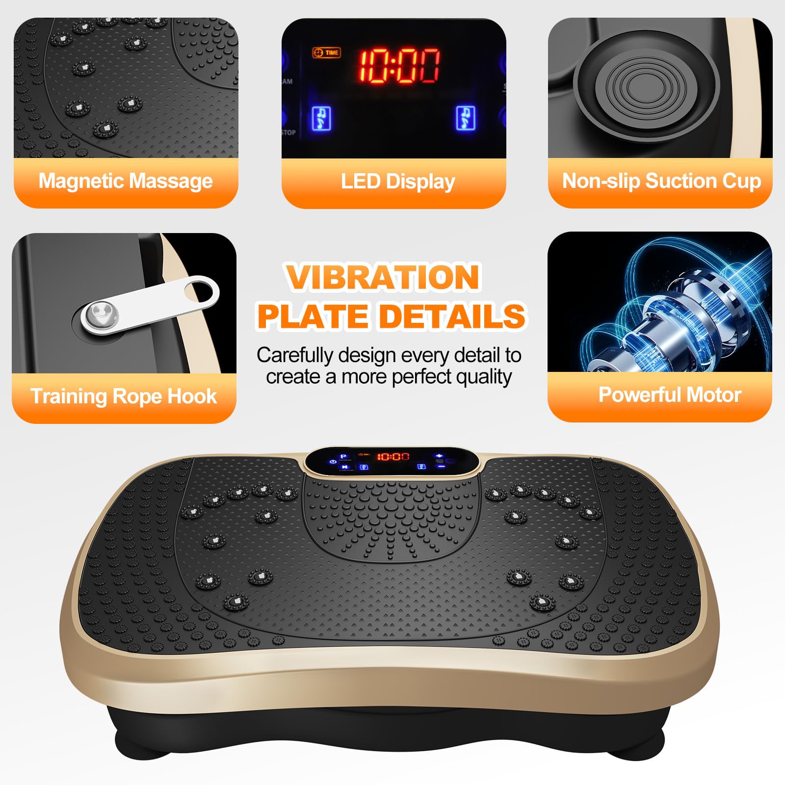 Plataforma Vibratoria Muscular, 99 Niveles de Vibración, 5 Programas de Entrenamiento, Altavoz Bluetooth y Bandas Elásticas, Plataforma Vibración para Hacer Ejercicios en Casa