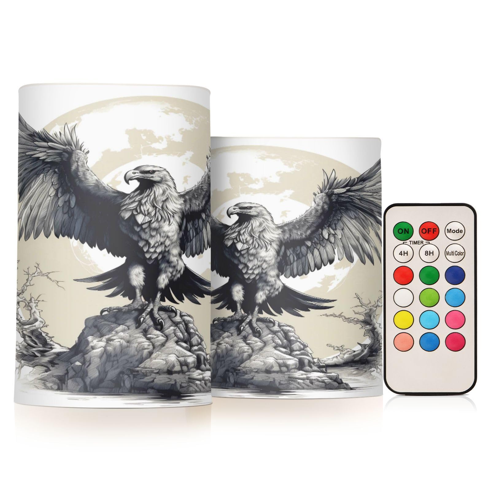 ALAZA Eagle (15) Flickering Flameless Candles Battery Operated with Remote Timer,Tea Light Candles LED Pillar Votive Candles Set of 2 for Outdoor Indoor Decorations