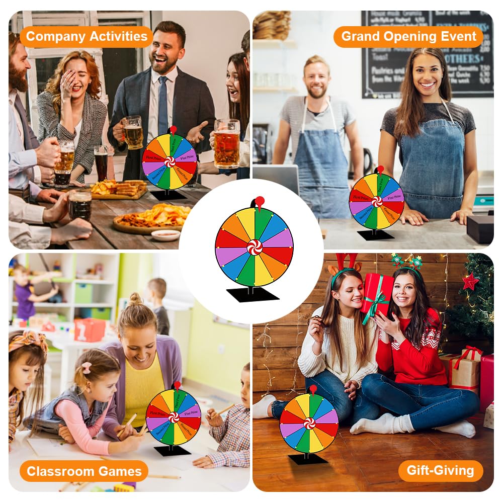 Ruleta Giratoria De 30 Cm Con 12 Ranuras, Base Antideslizante Y Superficie Escribible, Ideal Para Juegos Y Sorteos