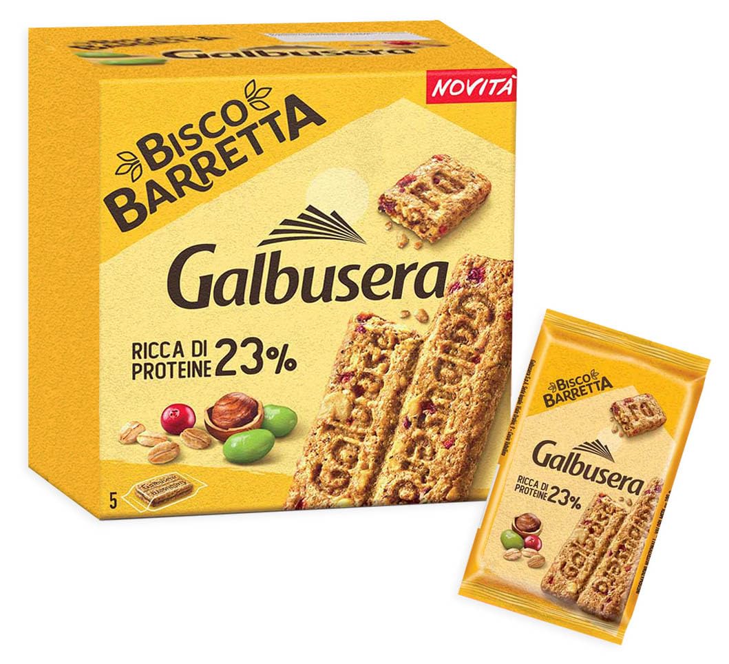 Galbusera Bisco Barretta Barretta di Cereali Ricca di Proteine con Mirtilli Rossi 180g [CAIYA® BOX da 8 Confezioni]