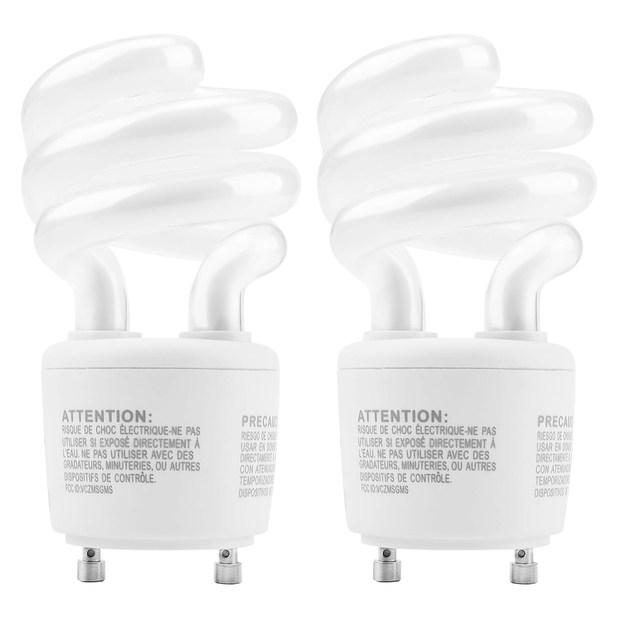 JACKYLED UL-Listed GU24 CFL Light Bulbs, T3 13W 2700K Warm White GU24 Base Compact Flourescent Bulbs, Energy Efficient 900lm Spiral Bulb, 2-Pack
