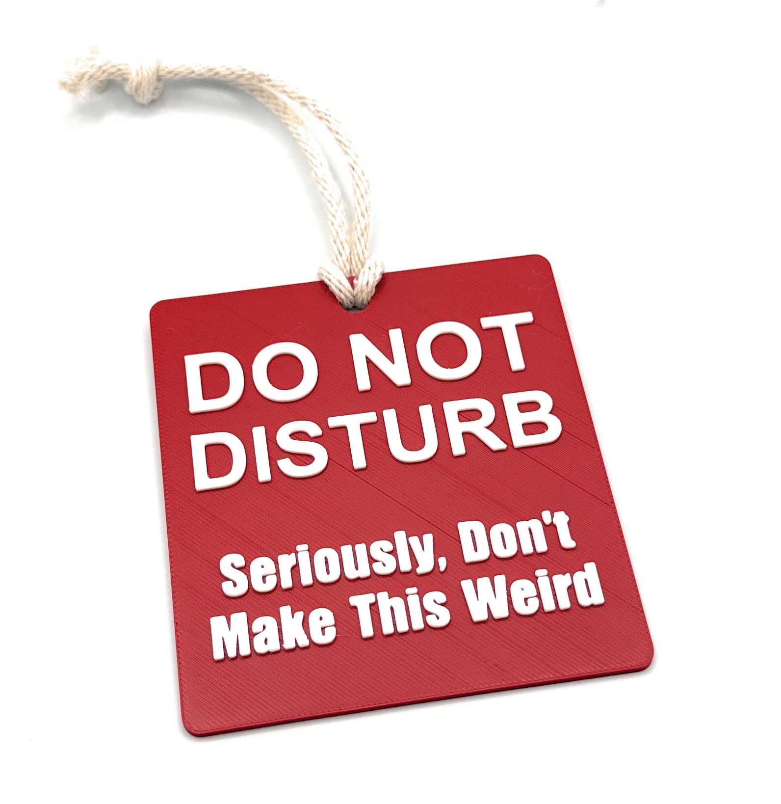 Funny Do Not Disturb Door Hangers - Seriously, Don't Make This Weird! (Door Plaque, Maroon Red)