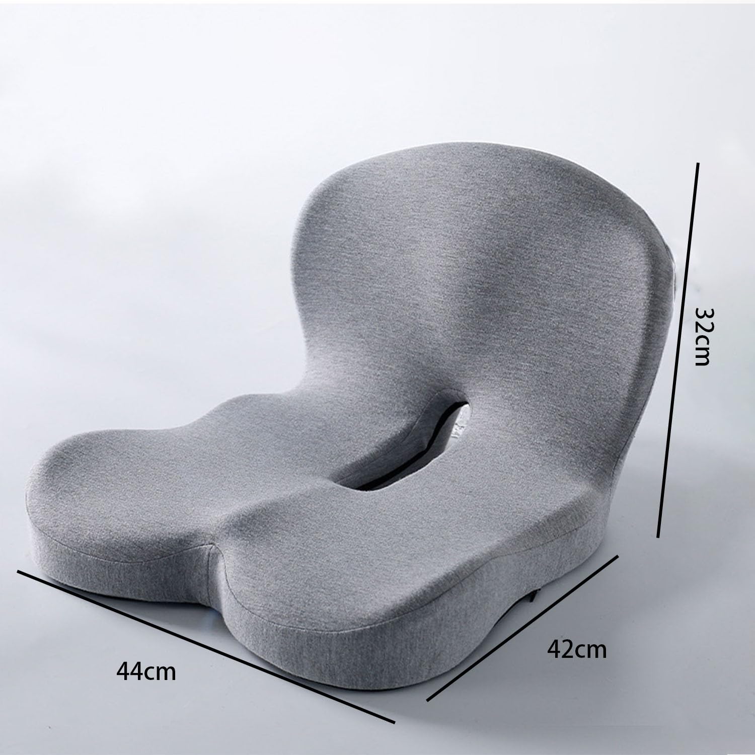 Cuscino per seduta in memory foam, design antiscivolo, per auto, ufficio, sedia a rotelle e casa, comfort per tutto il giorno e sollievo dal dolore (grigio scuro)