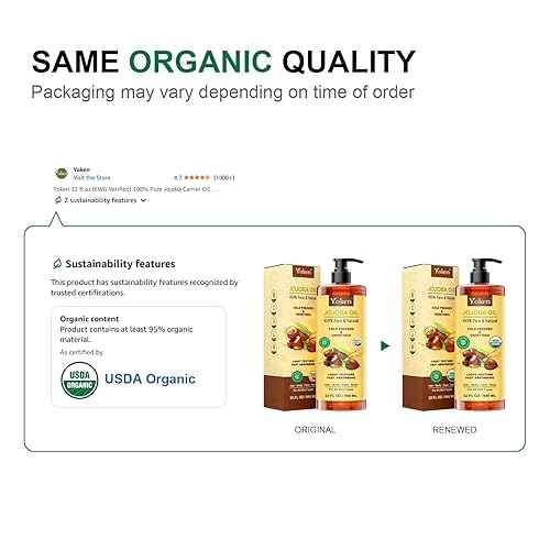 Miniatura 2 de Aceite portador de jojoba 100 % puro de 32 onzas líquidas (verificado por EWG) - Sin refinar, sin hexano, prensado en frío para piel, cara, cabello,