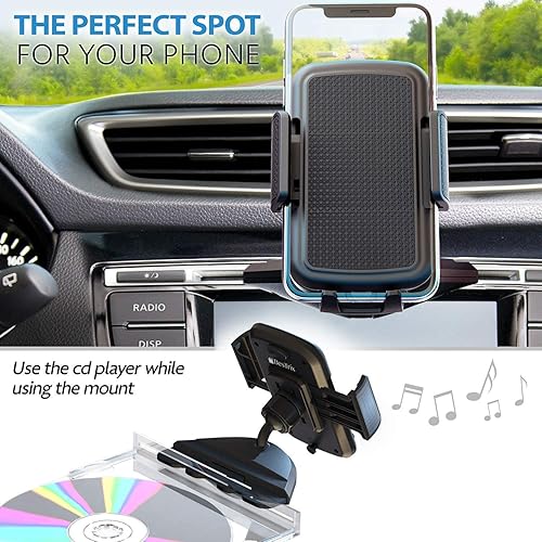 Miniatura 3 de Bestrix Soporte para teléfono de coche con ranura para CD, soporte de coche manos libres con agarre fuerte, carga rápida 4.0, cargador de coche