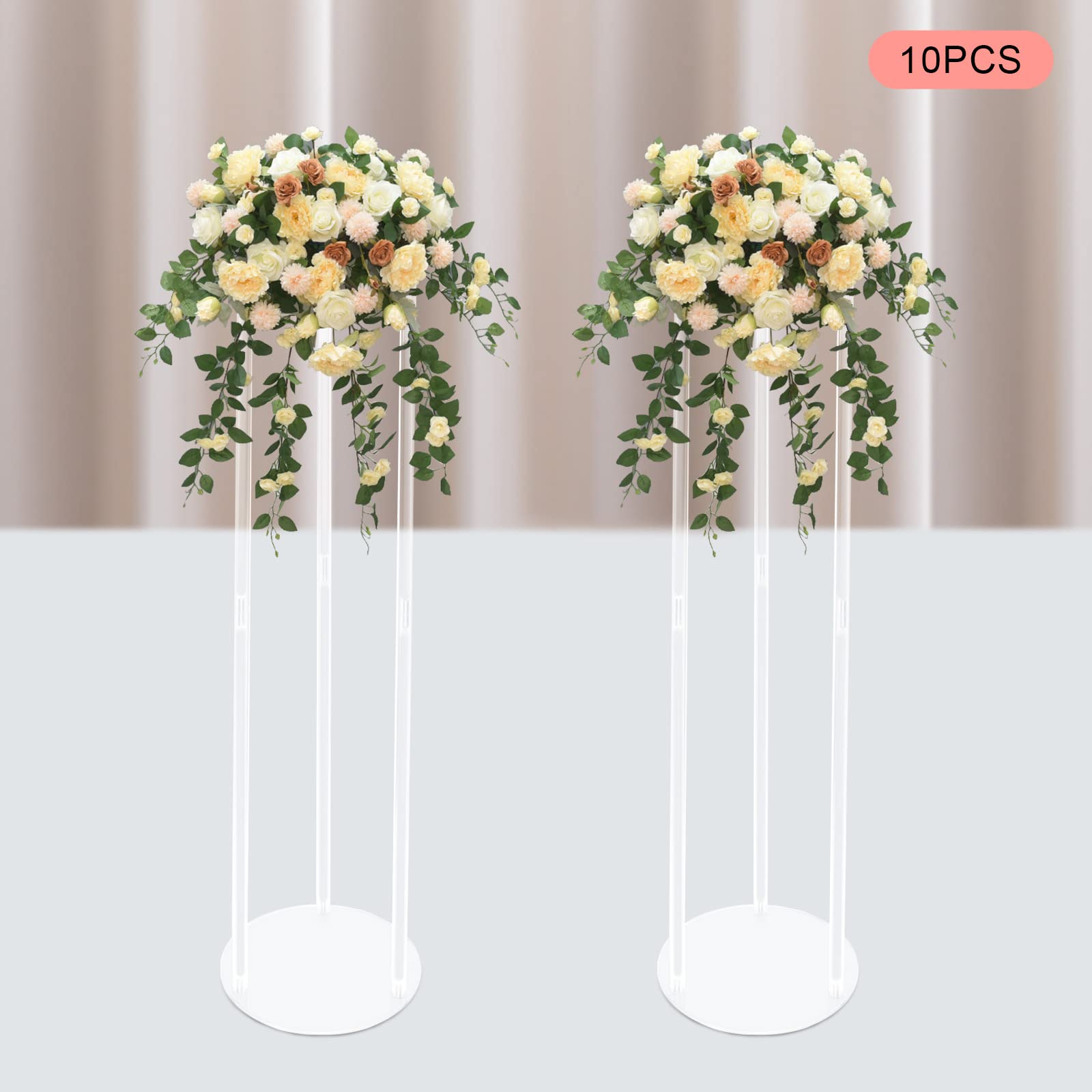Supporto per fiori da sposa da 101 cm, 10 pezzi, cilindrico, in acrilico, centrotavola per tavoli, supporti per palloncini in acrilico, colonna rotonda, per matrimoni, feste di compleanno, decorazioni