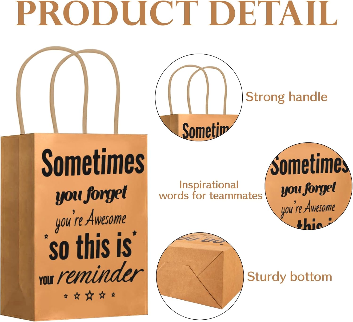 Addblu 30 Pack Christmas Employee Appreciation Gift Bags with Handles Bulk, 8x5.9x3 Inches - Thank You & Corporate Team Gifts for Staff, Coworkers, Volunteers(Kraft Paper, 30 Pcs) - Image 3