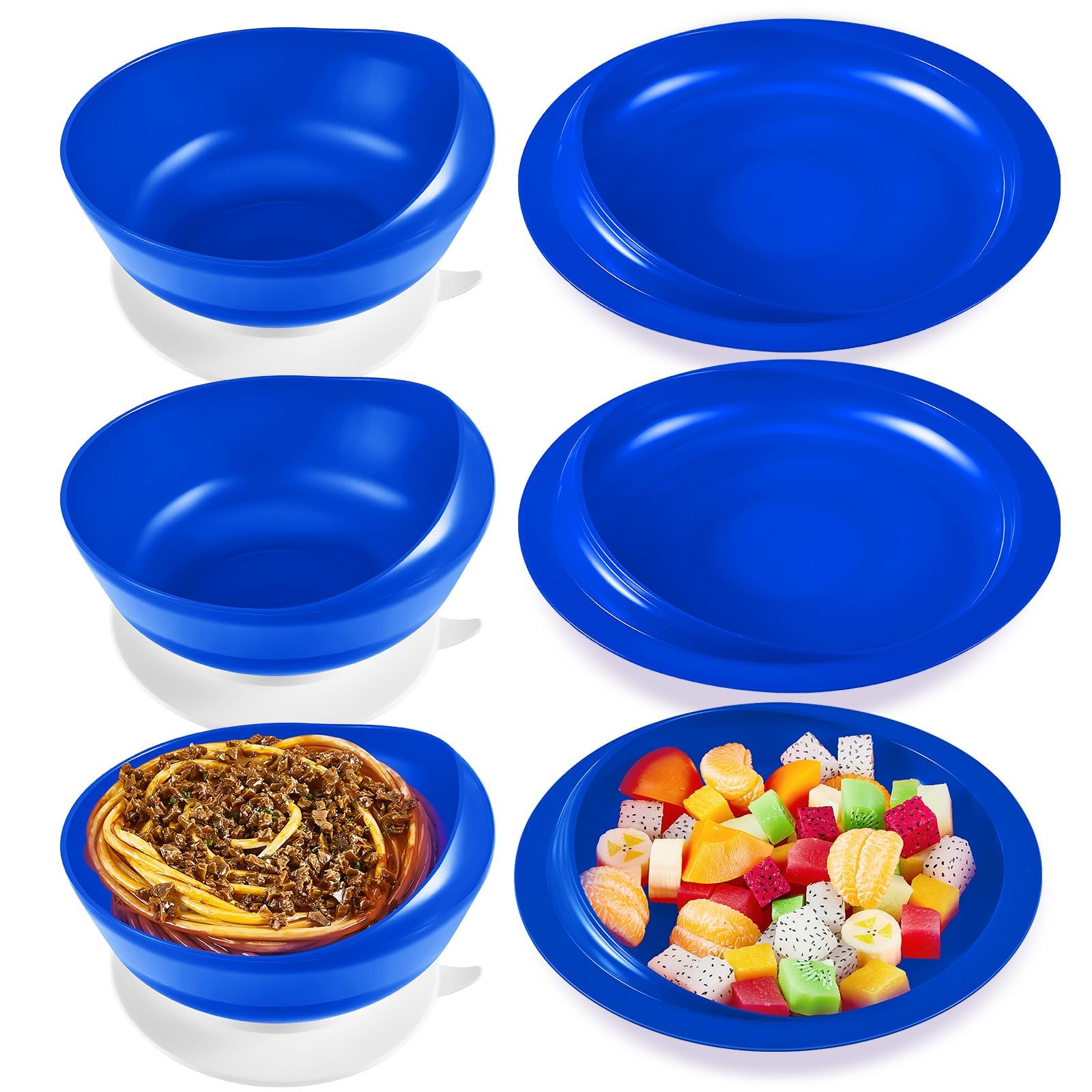 Plato Tazón Adaptable Alto-bajo, para Adultos discapacitados, discapacitados y Ancianos con Necesidades Especiales de Parkinson y Demencia (Juego de 3)