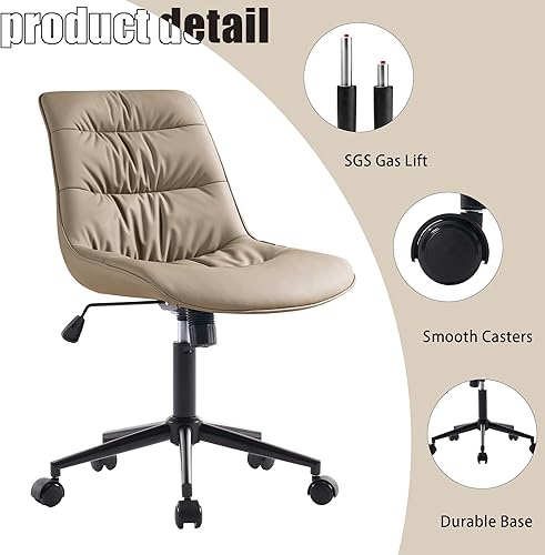 Miniatura 4 de Kidol & Shellder Silla de oficina sin brazos, cómoda silla giratoria ergonómica, silla de escritorio para oficina en casa con ruedas, silla de