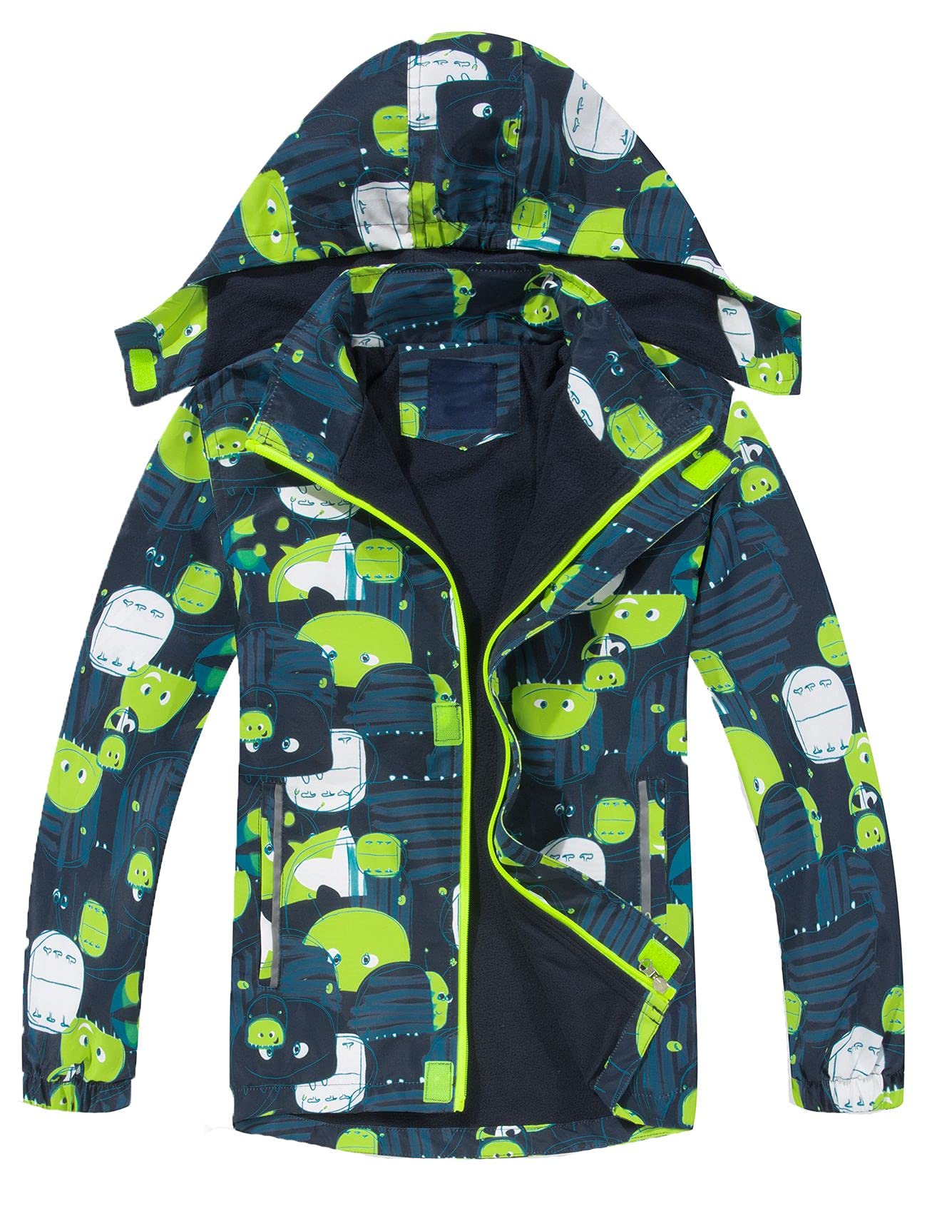 Echinodon Veste doublée pour garçon - Imperméable - Coupe-vent - Respirante - Pour enfant - Pour la randonnée, le trekking