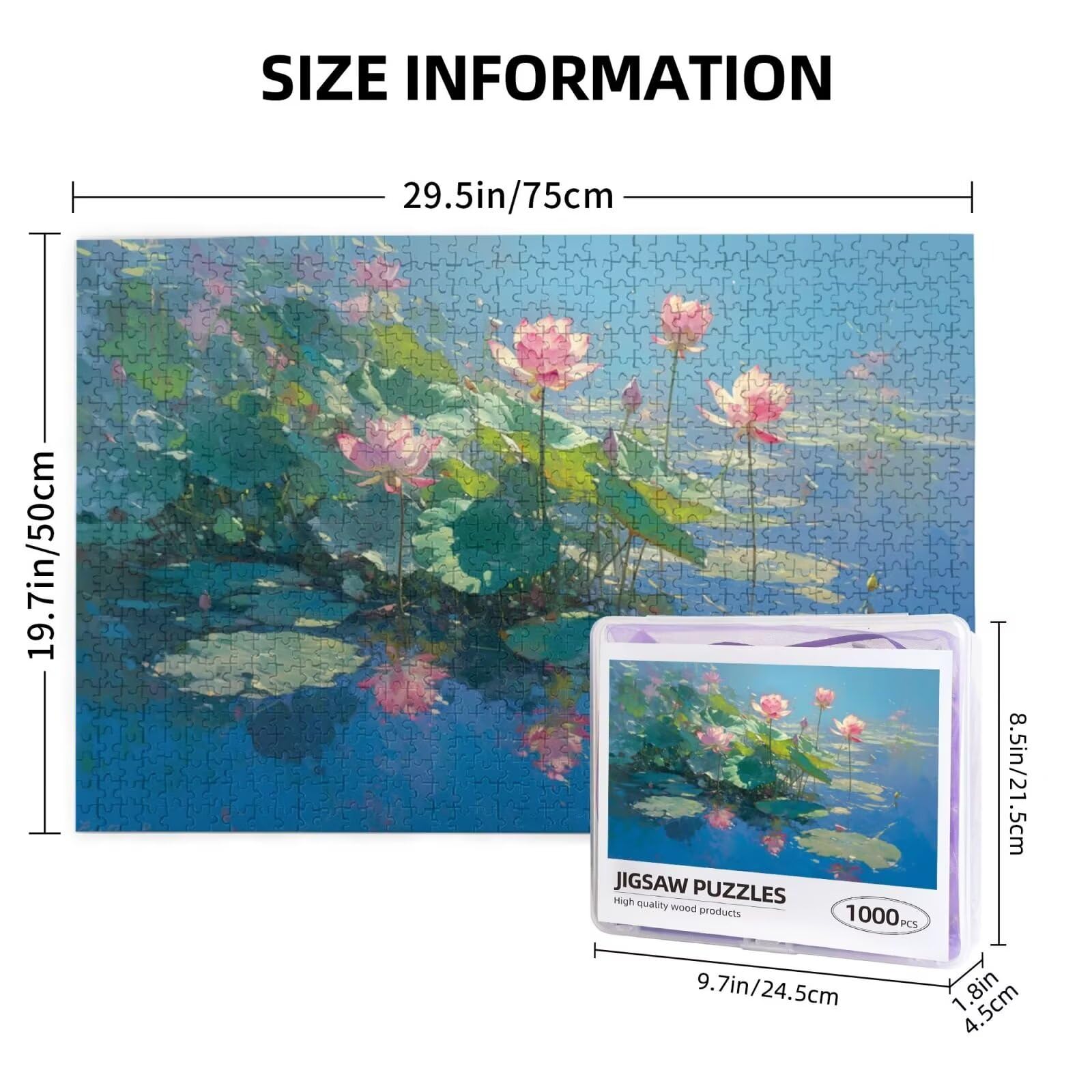 Puzzle z motywem lotosu, 3000 elementów, krajobraz, puzzle dla dorosłych, z pudełkiem na prezent, duże drewniane puzzle dla dorosłych, gra zręcznościowa dla całej rodziny, prezenty dla kobiet, 81 x