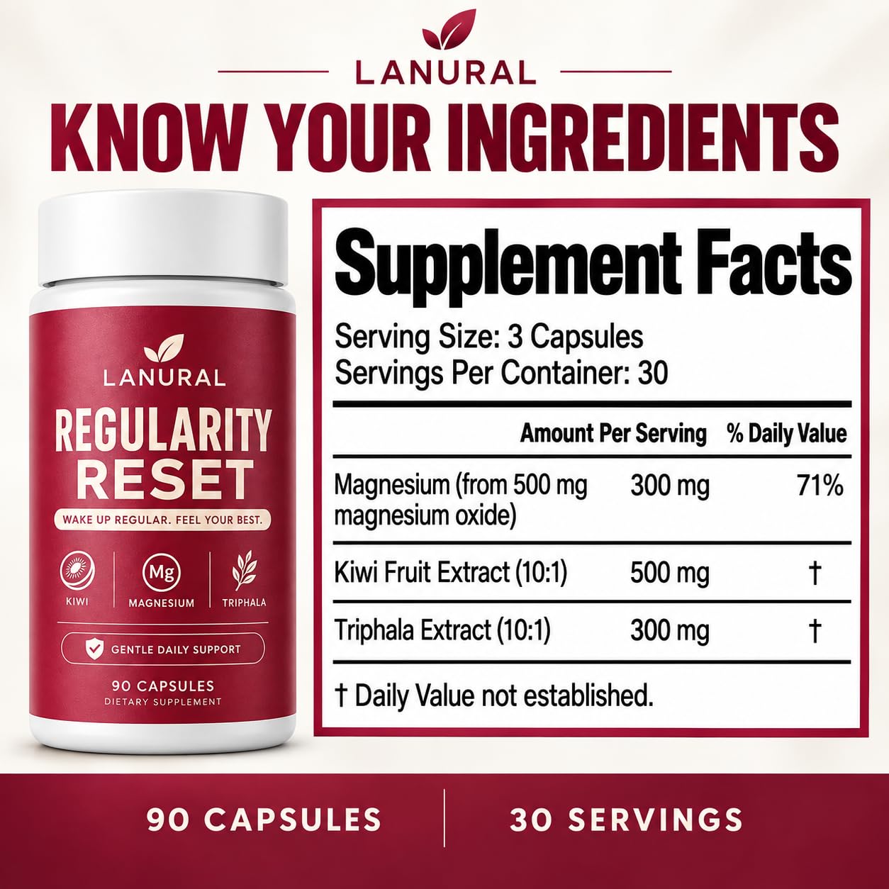Lanural Regularity Reset, Daily Digestive Support, 90 Capsules — Amazon image 2