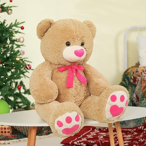 Miniatura 5 de Tezituor Oso de peluche grande de 47 pulgadas, suave oso de peluche gigante para cumpleaños, baby shower, San Valentín, color marrón