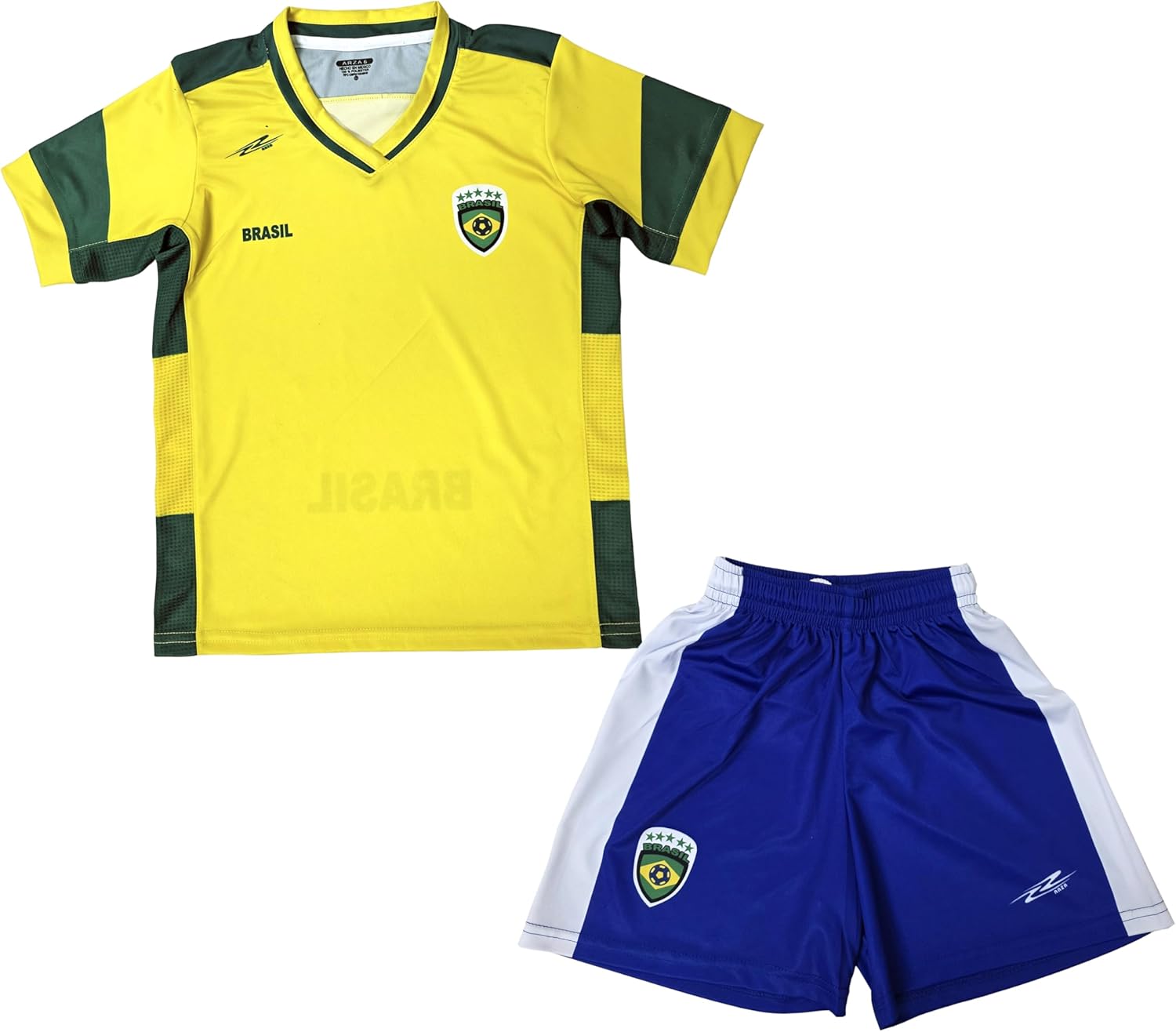 ARZA Sports Youth Brazil‑Inspired Soccer Uniform Set – Jersey & Shorts Optional Custom Name and Number