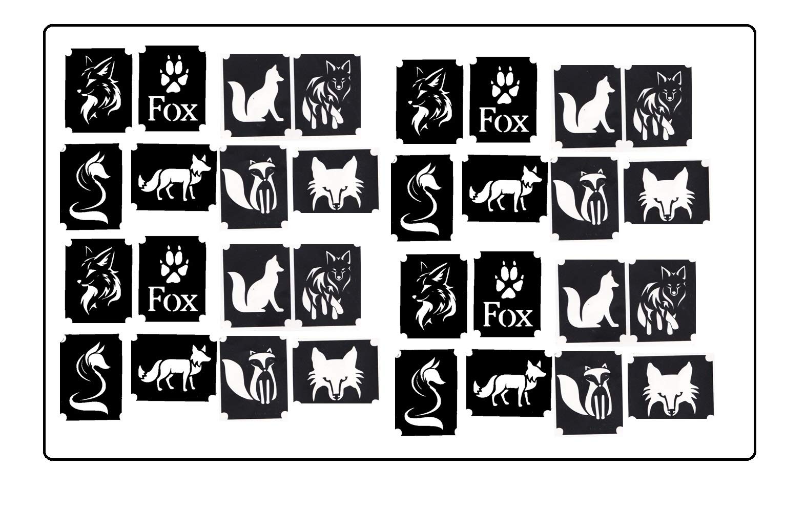 Fox Collection (32 Fox Glitter Tattoo Stencils)