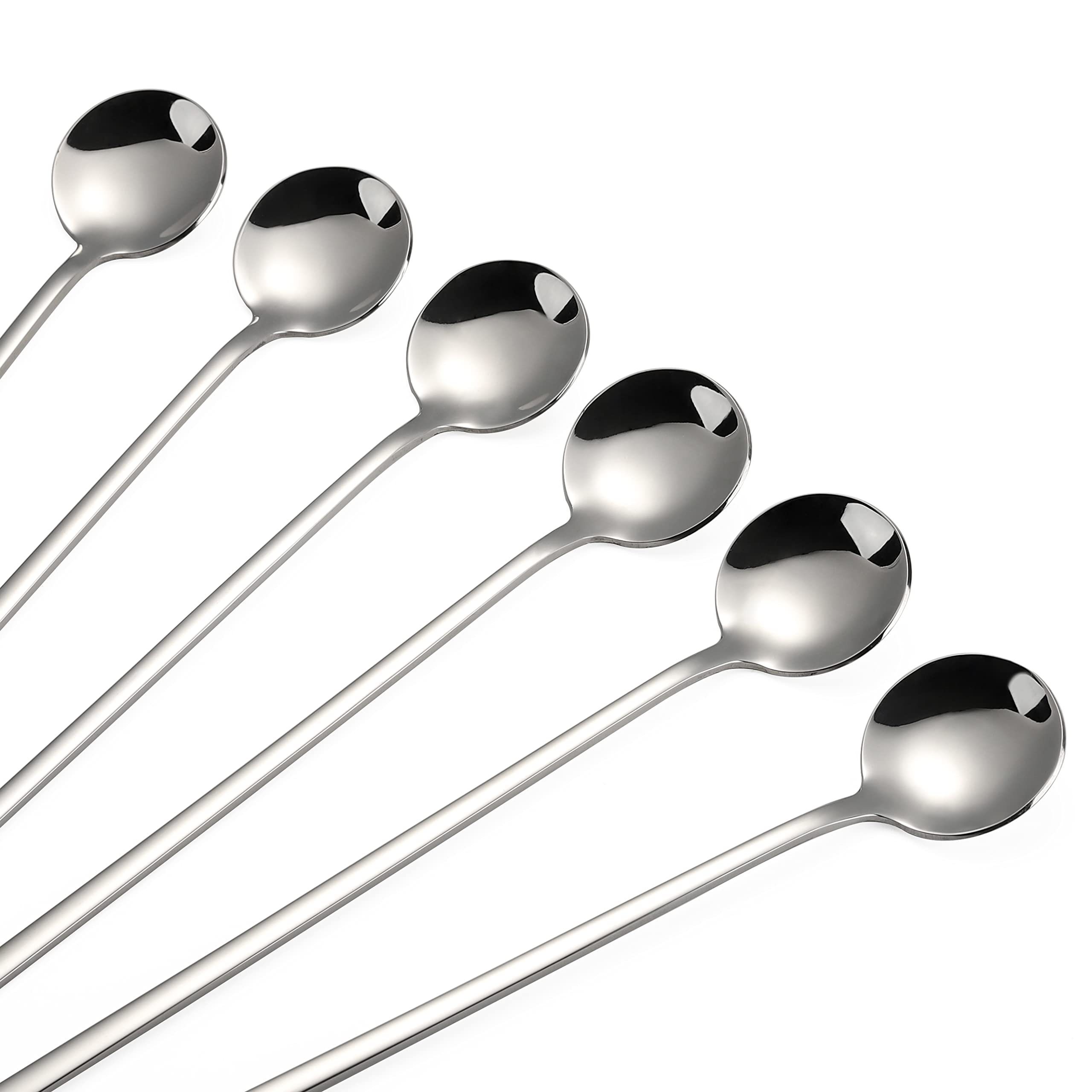6 Cucchiai Con Manico Curvo In Acciaio Inox, Per Antipasti, Caffè