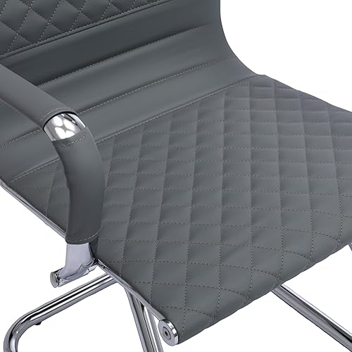 Miniatura 5 de Juego de 6 sillas de oficina para recepción y sala de espera, modernas sillas de escritorio de piel sintética, color gris Gris,Negro