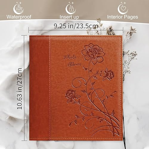 Miniatura 8 de Miaikoe Álbum de fotos de 8 x 10 pulgadas paquete de 2 paquetes de páginas transparentes cubierta de cuero deslizante álbum de fotos con capacidad